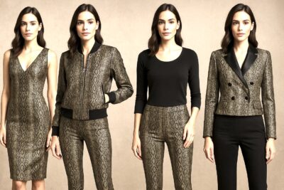 Kígyómintás elasztikus jacquard szövet - Image 3