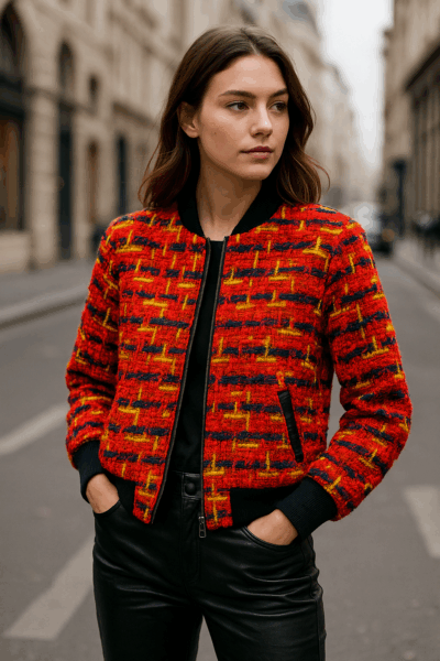 Chanel szövet - korall-sárga - Image 2