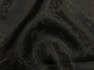 Fekete viszkóz jacquard bélés paisley mintával