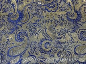 Ezüst-királykék barokk brokát