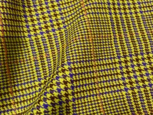 Színes átszövésű lime tyúklábmintás tavaszi gyapjúszövet – Dior minőség