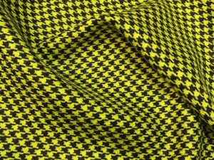 Lime–fekete tyúklábmintás tavaszi gyapjúszövet – Dior minőség