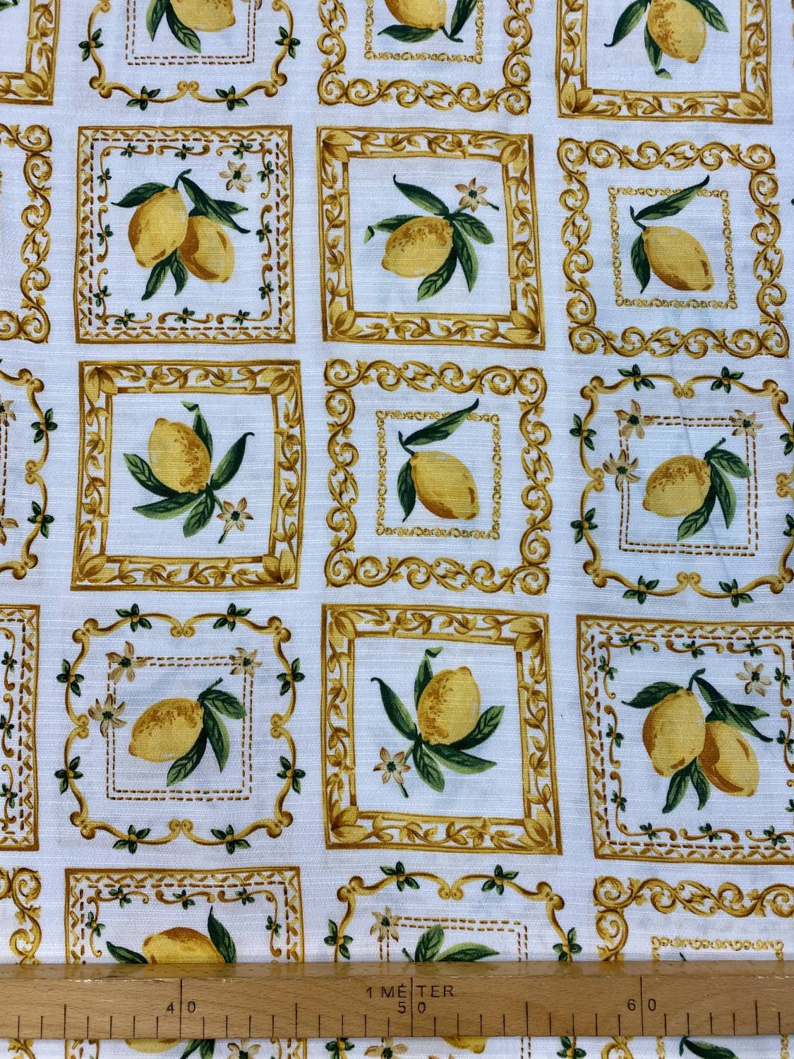 Citrom mintás rusztikus pamut flokon – Mediterrán Citromkert - Image 2