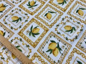 Citrom mintás rusztikus pamut flokon – Mediterrán Citromkert