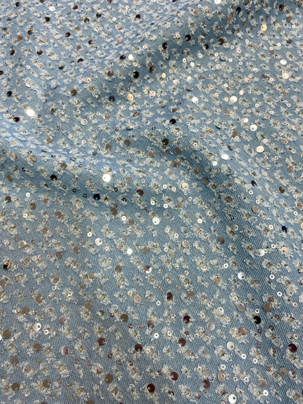 Elasztikus paillettás olasz farmer- világoskék