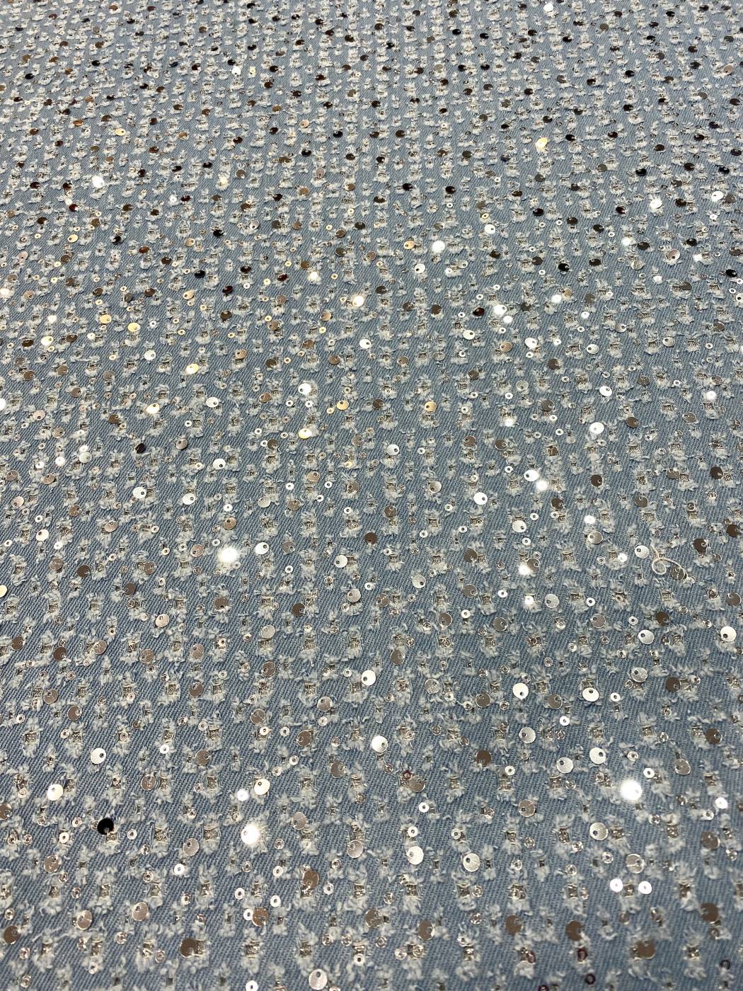 Elasztikus paillettás olasz farmer- világoskék - Image 2