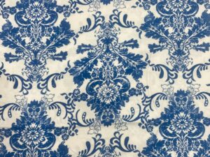 Kék-fehér damaszt mintás olasz viszkóz flokon