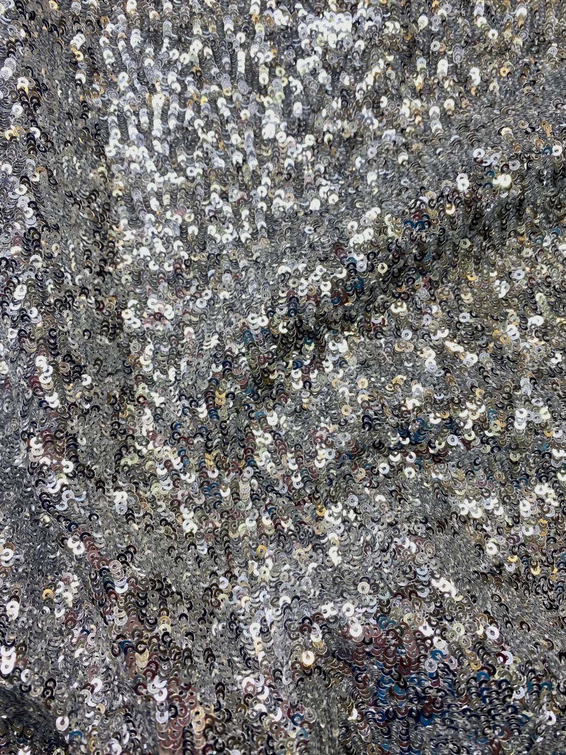 Ezüst paillettás elasztikus necc