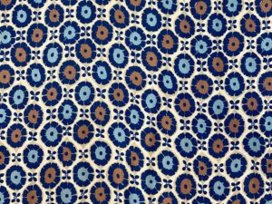 Apró kék- barna virágmintás olasz viszkóz flokon