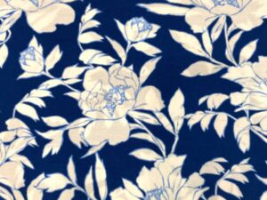 Kék kert – virágmintás viszkóz flokon