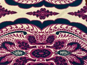 Mandala jellegű, bordó mintás viszkóz flokon