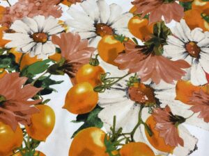 Paradicsomos virágmintás elasztikus pamutvászon