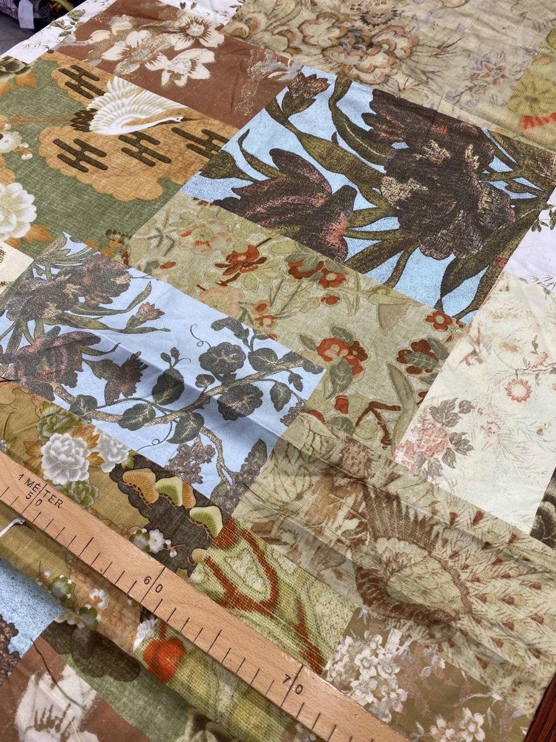 Vintage patchwork virágmintás viszkóz flokon - Image 2