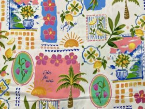 Mediterrán nyár – olasz mintás viszkóz flokon