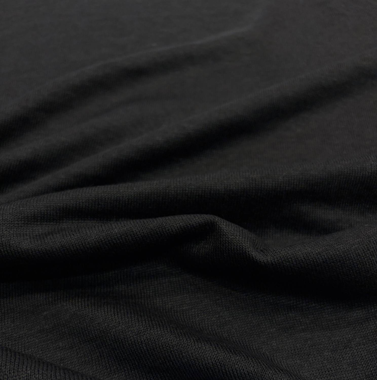 Mélyfekete olasz elasztikus len jersey anyag - Image 2