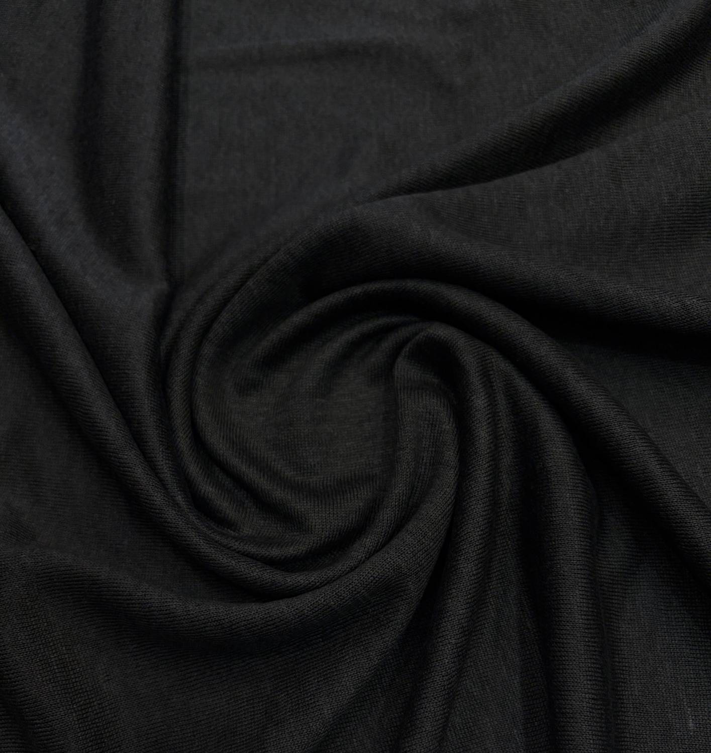 Mélyfekete olasz elasztikus len jersey anyag