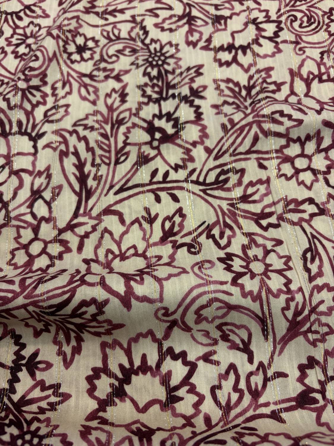 Olasz viszkóz flokon – bordó ornamentális virágminta - Image 2